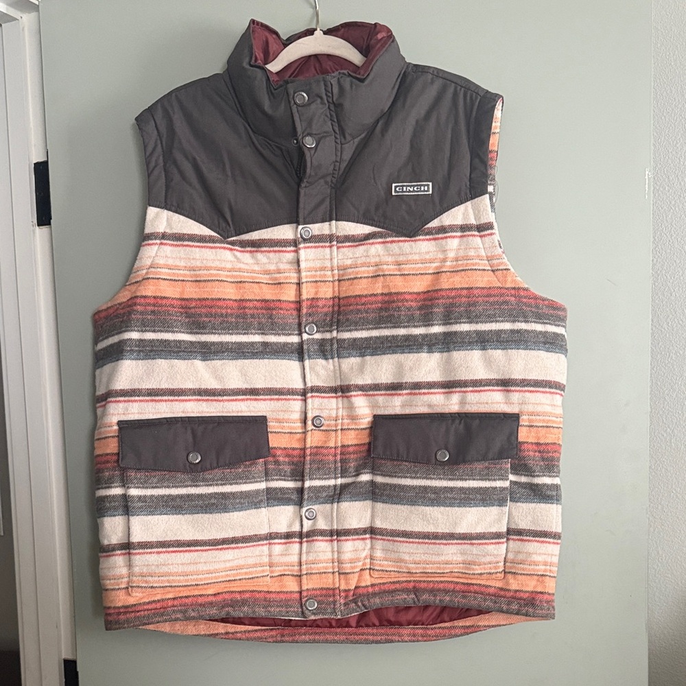 Cinch Black and Red Striped Vest